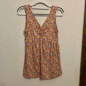 IGENJUN Orange Floral Tank Top, Size Small